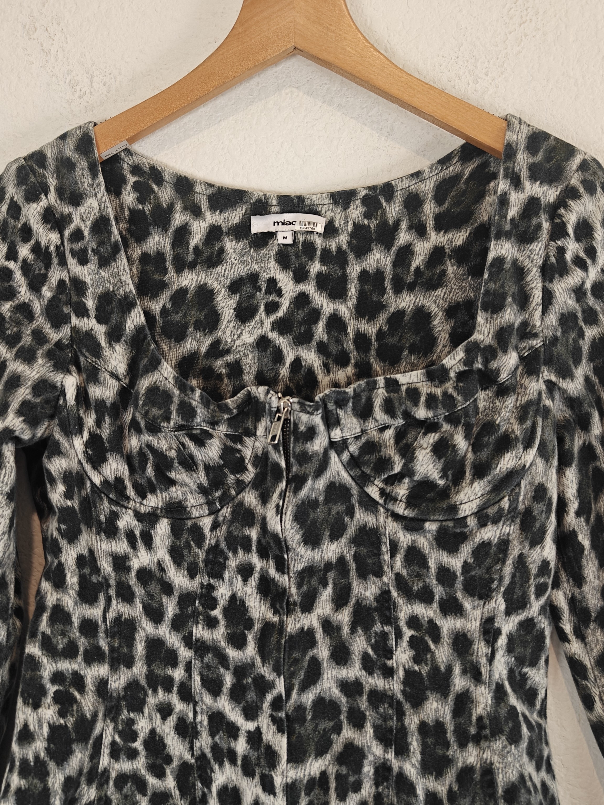 Miaou Dree Dress M Grey & Black Bodycon Zip Front Y2k It Girl Fall Mini — image 7 of 8